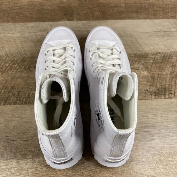 Converse Chuck Taylor All Star Lugged 2.0 Hi White LEATHER Shoes Womens 10.5 NEW - Picture 6 of 9